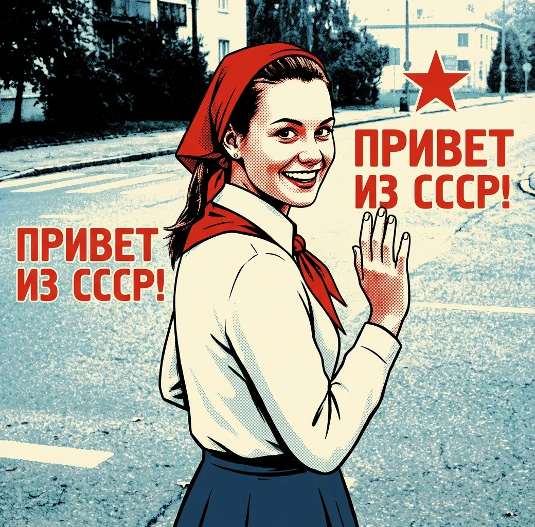 Сделать открытку из фото в стиле СССР